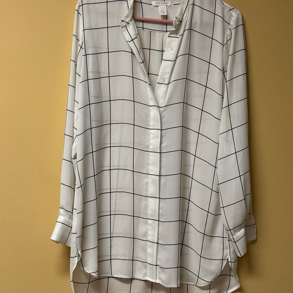 Black checkered women’s silky dress shirt